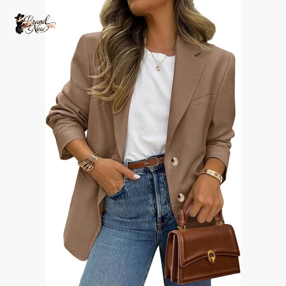 Polyester Blend Blazer with Pockets for Business … - image 1